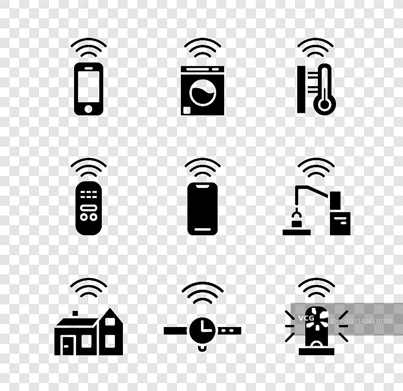 无线智能设备套装：洗衣机与温度计图片素材