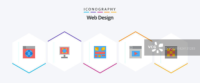 Web设计25个扁平图标包（含图表）图片素材