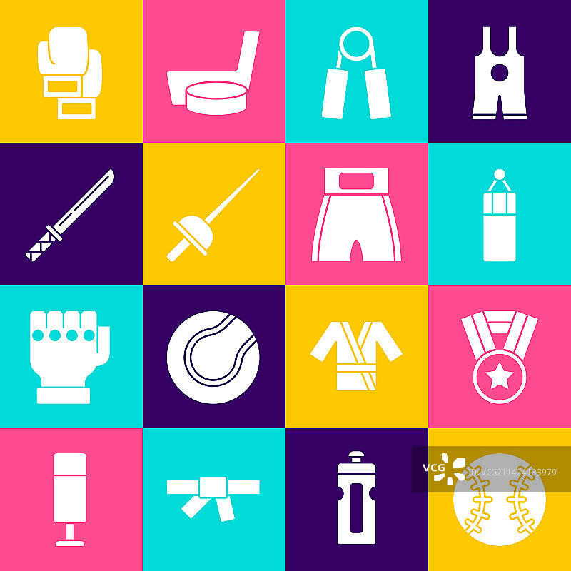 棒球运动场景：棒球、奖牌、拳击沙袋图片素材