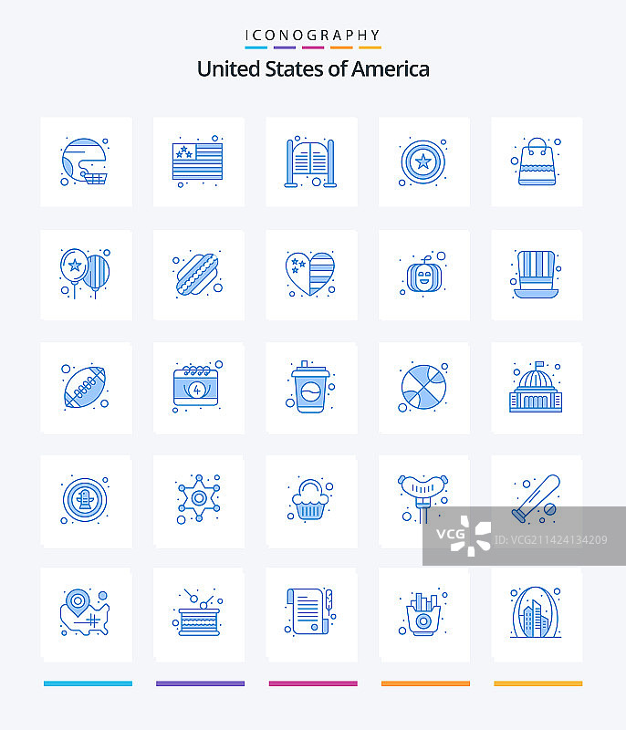 创意美国蓝色图标包（25个），例如包星图片素材