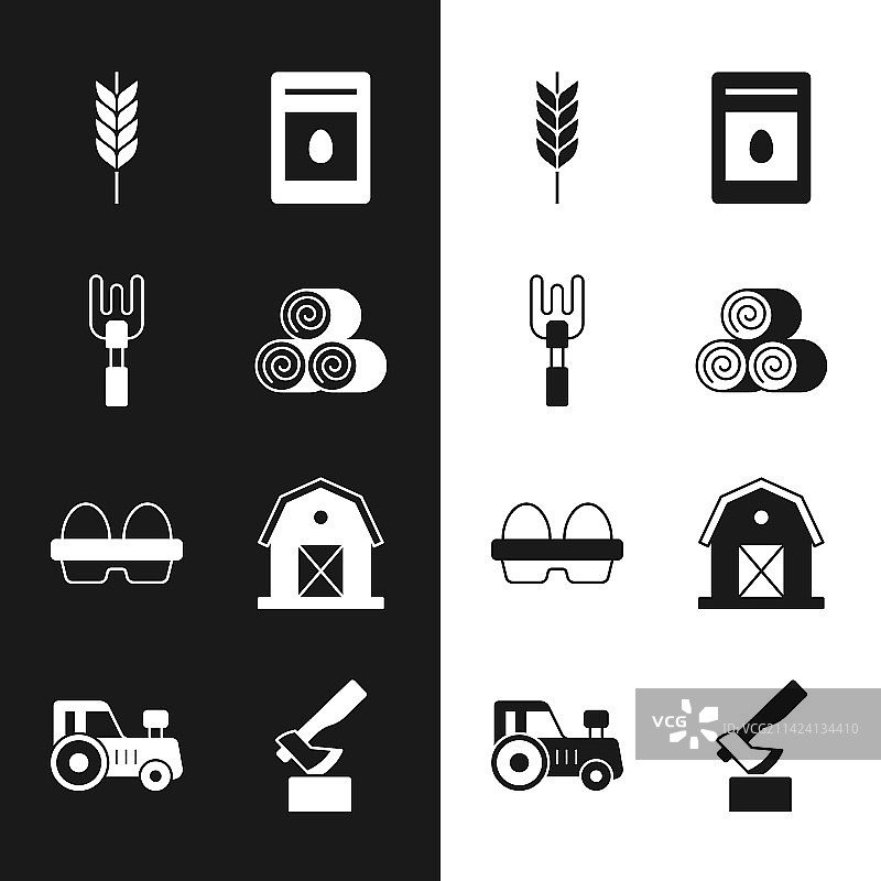 干草卷耙子小麦包组合图片素材