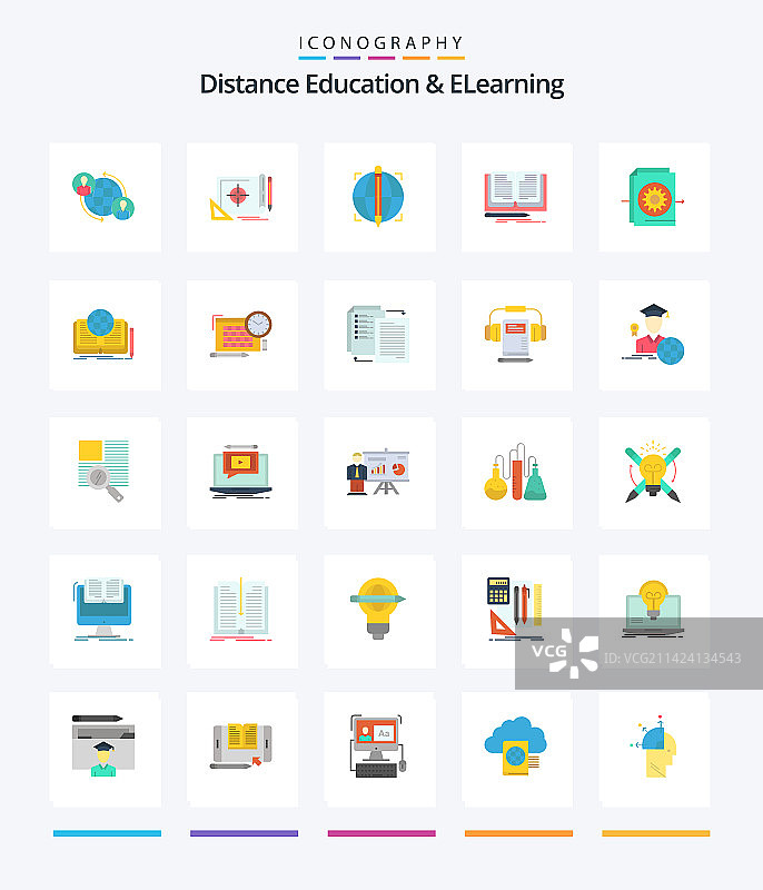创意远程教育和2.5D扁平化学习图片素材