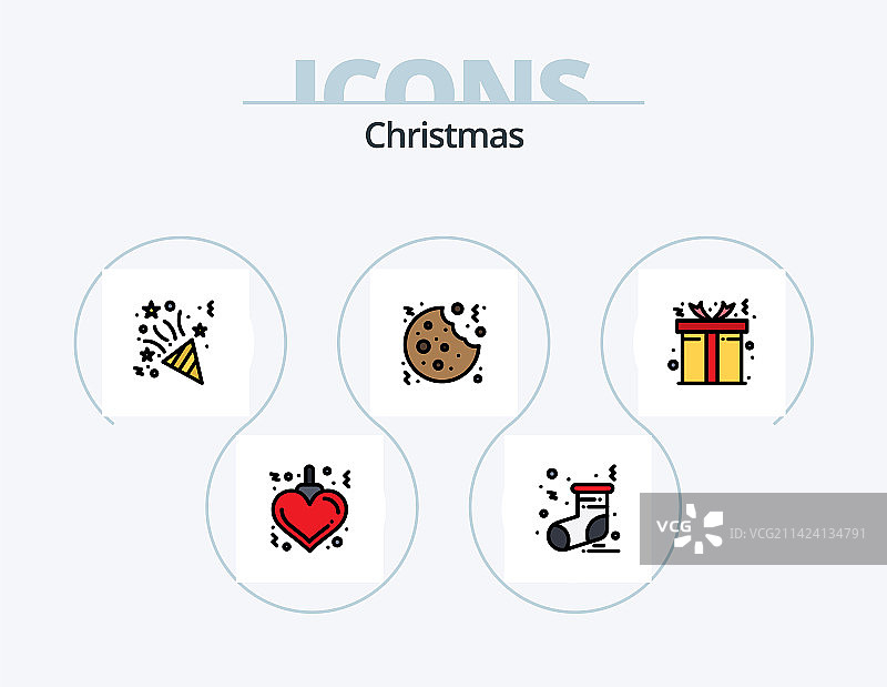 圣诞线条填充图标包图片素材