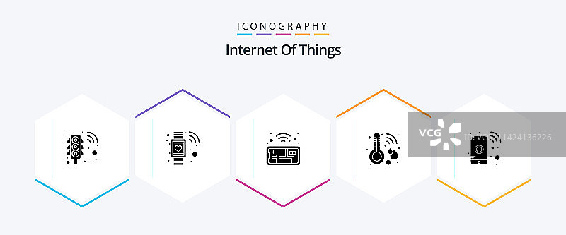 物联网25个线性图标包图片素材