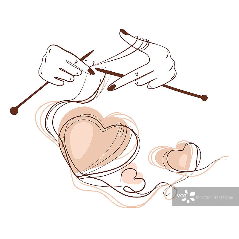 女人手织爱心线条艺术图片素材