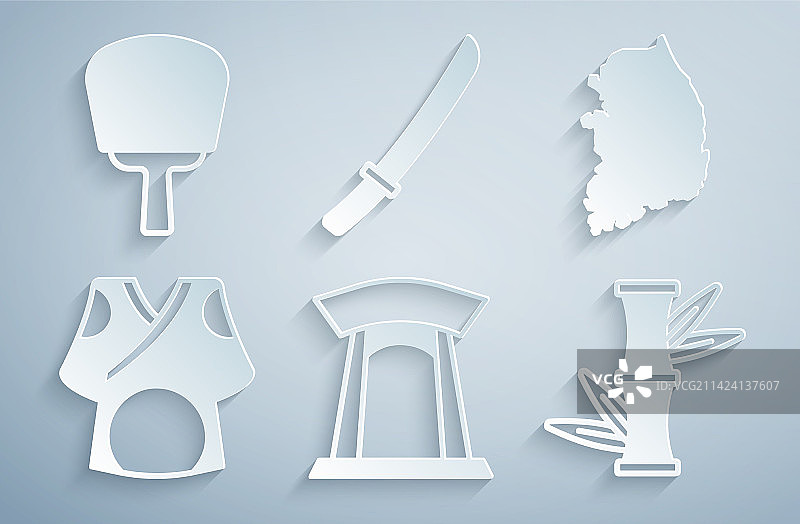 韩国传统大门、韩国地图、和服、竹子、武士刀素材图片素材