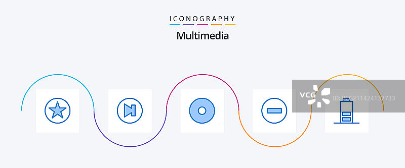 包含多媒体的多媒体蓝色5图标包图片素材