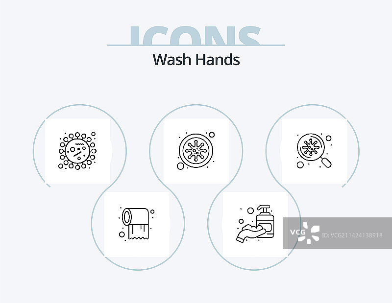 洗手系列线性图标，医疗设计图片素材