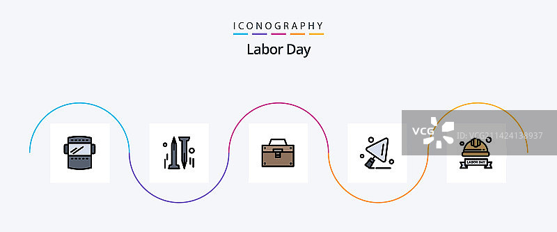 劳动节线性填充5图标包图片素材