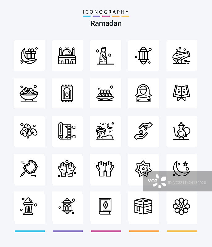 创意斋月25轮廓图标包图片素材