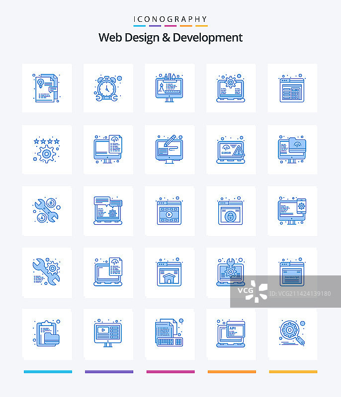 创意网页设计与开发25个蓝色图标图片素材
