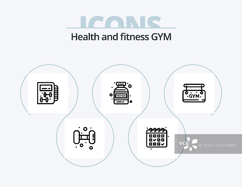 健身线性图标包：健身运动设计图片素材