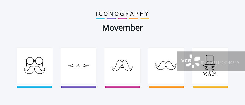 包含创意的Movember线条5图标包图片素材