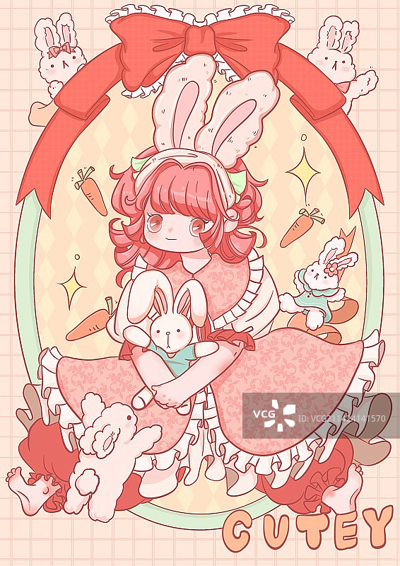 兔妆扮少女，洛丽塔图片素材