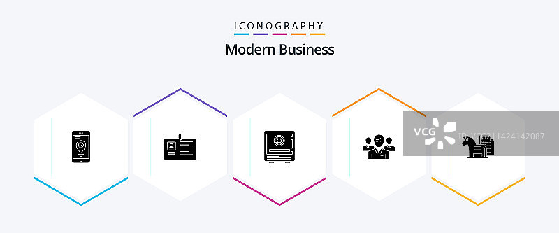 现代商务25个字形图标包图片素材
