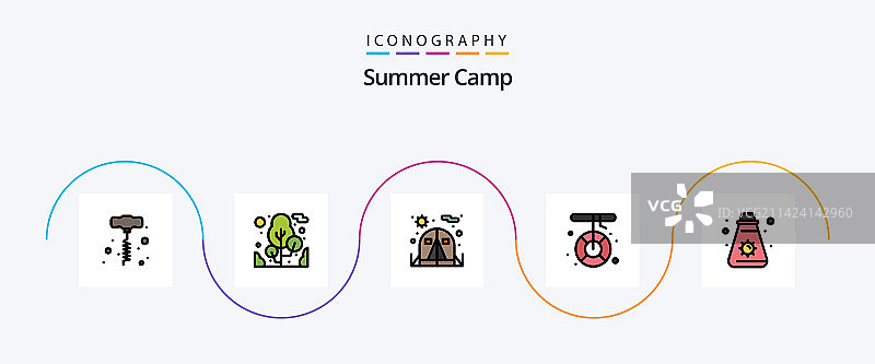 夏令营线性填充扁平5图标包图片素材
