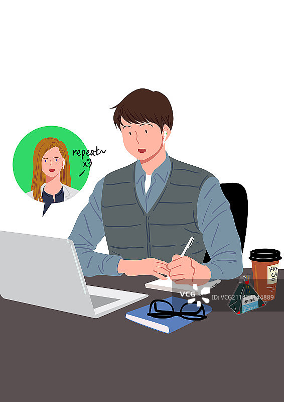 午休，自我提升，手写外语学习，英语在线讲座图片素材