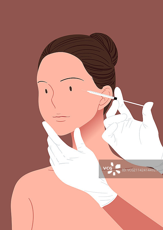 女性，美丽，皮肤护理，肉毒杆菌注射，面部除皱手术图片素材