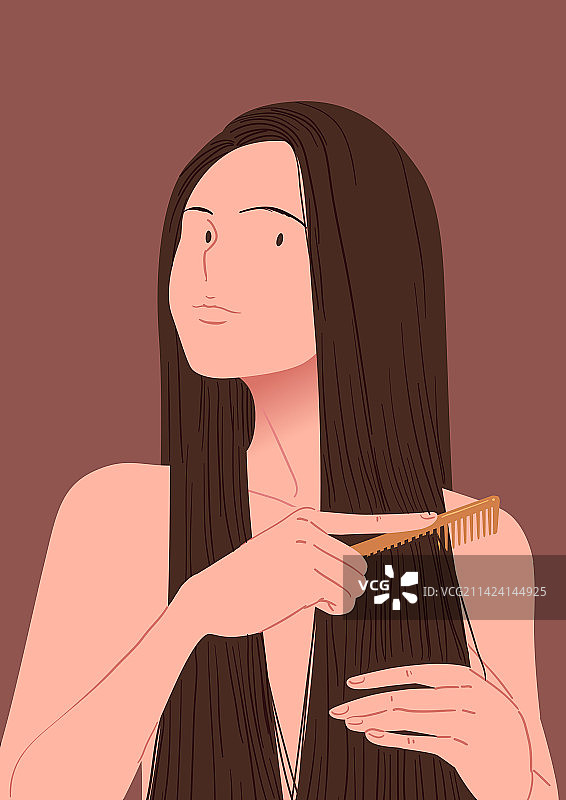 女人，美丽，头发护理，梳头，长发图片素材