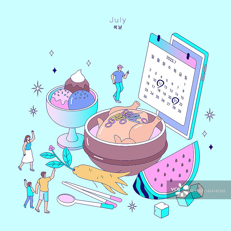 2023年7月夏季健康美食：参鸡汤与冰淇淋图片素材