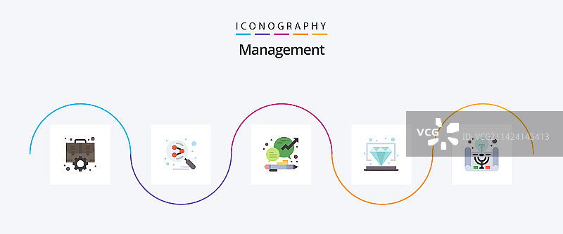 包含VIP特权的扁平风格管理图标套装图片素材