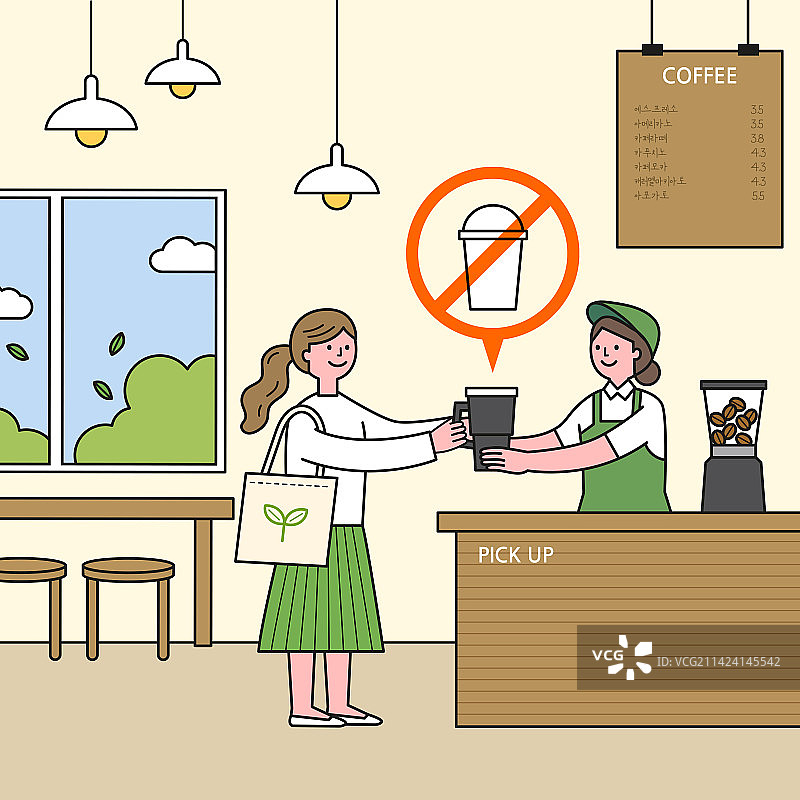 禁止使用的一次性塑料制品，环境保护，环保人士，塑料，咖啡馆，兼职，玻璃杯图片素材