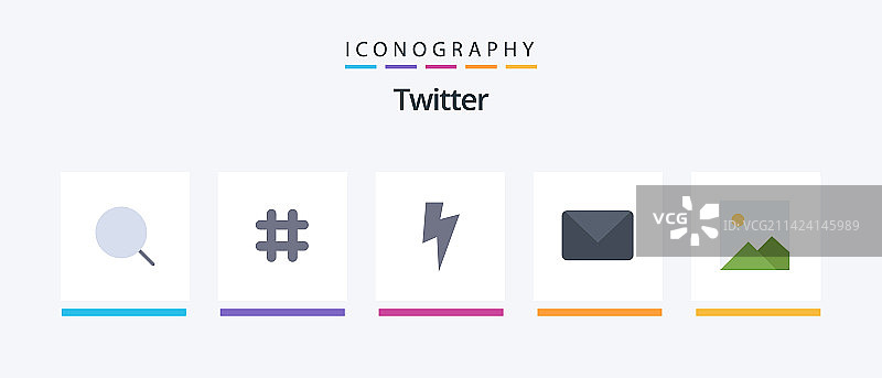 包含图片的Twitter扁平风格5图标包图片素材