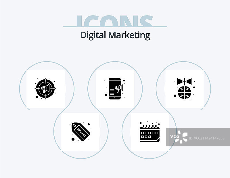 数字营销字形图标包（5个图标设计）图片素材
