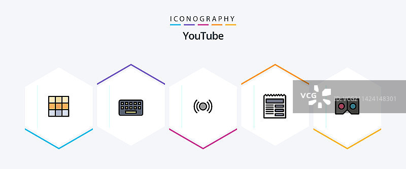 包含眼镜的25个YouTube线性图标合集图片素材
