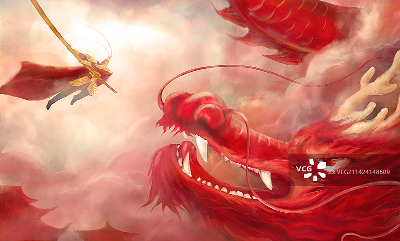 齐天大圣与神龙王相见的西游记神话故事图片素材