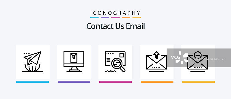 电子邮件线性图标包，包含关闭按钮图片素材