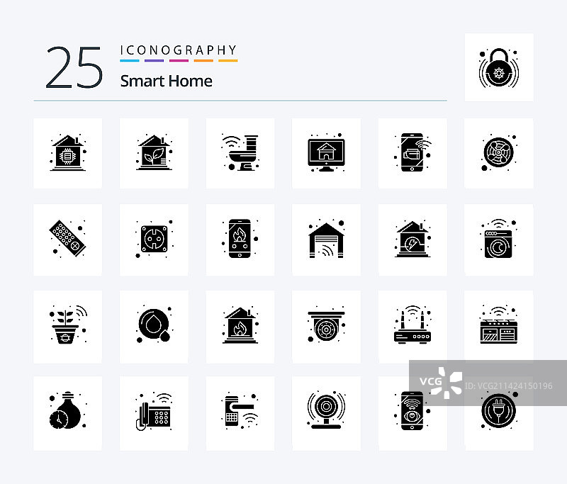 智能家居实心字形图标包图片素材