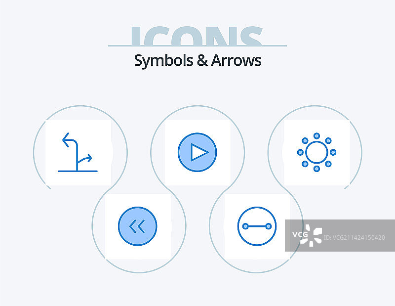 蓝色图标符号箭头设计套装图片素材