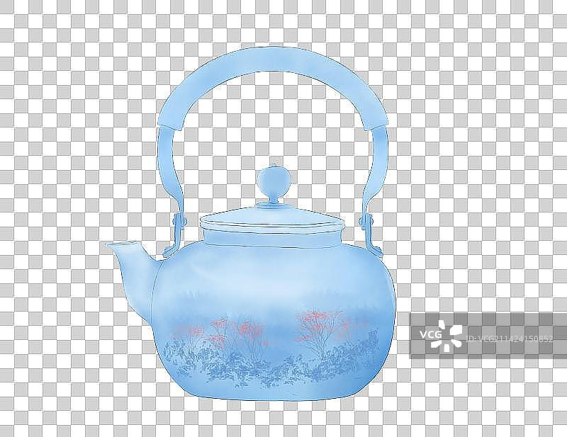 水墨风青花瓷-茶壶图片素材