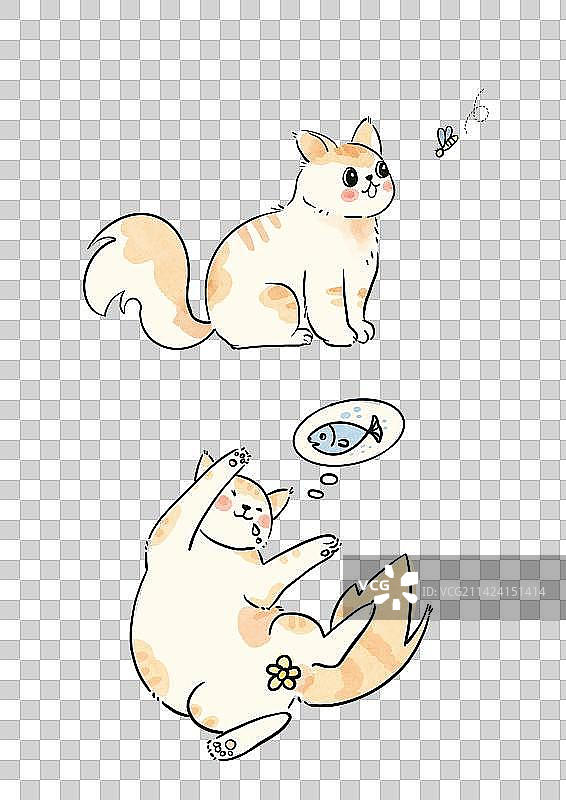 可爱水彩风格猫咪图片素材