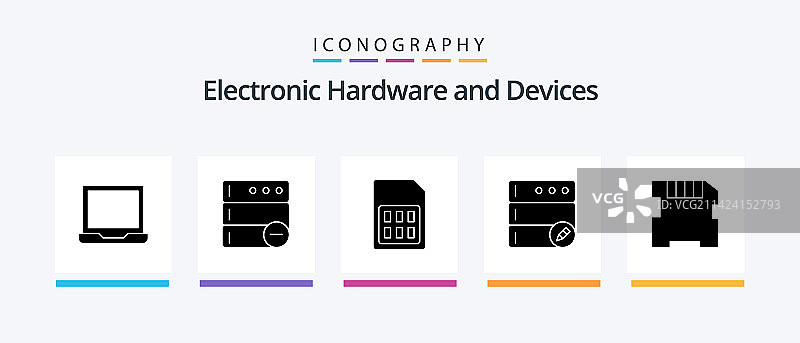 设备字形5图标包，包括存储电话图片素材