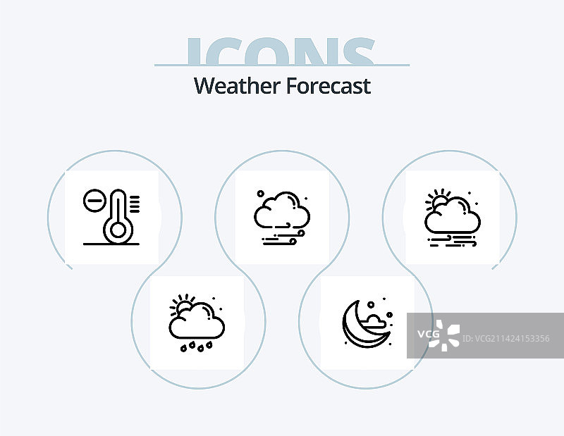 天气线性图标包5新月形设计图片素材