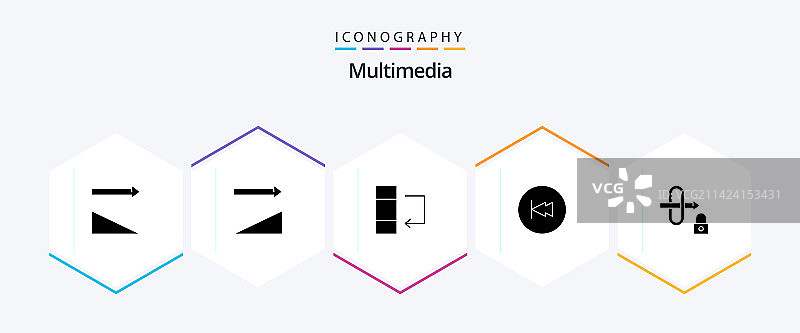 多媒体字形图标包（25个，含锁）图片素材