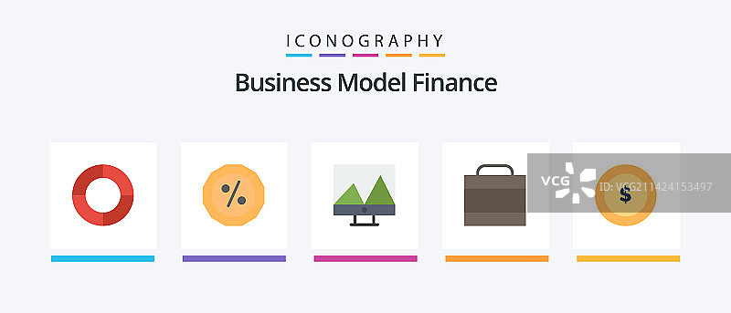 包含图表金融的扁平金融图标套装图片素材