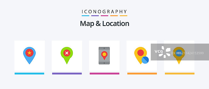 地图和位置扁平风格5图标包图片素材