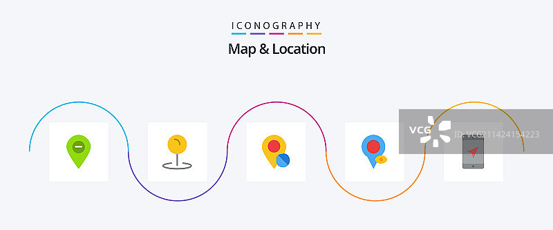 地图和位置扁平风格5图标包图片素材