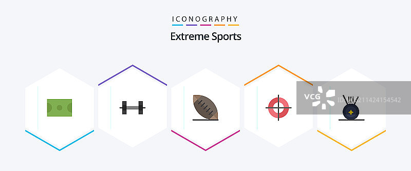 包含射门运动的25个扁平风格运动图标包图片素材