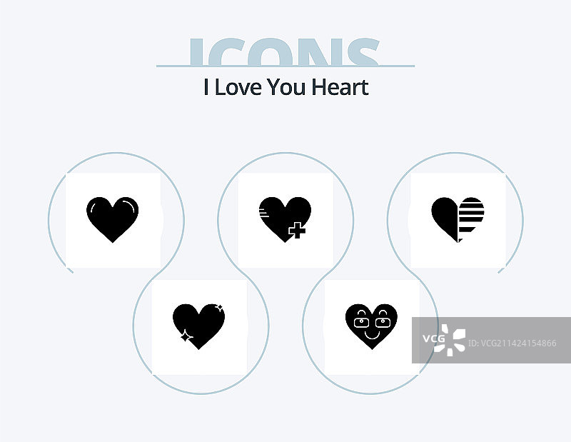 爱心符号图标包（包含5个设计，如礼物等）图片素材