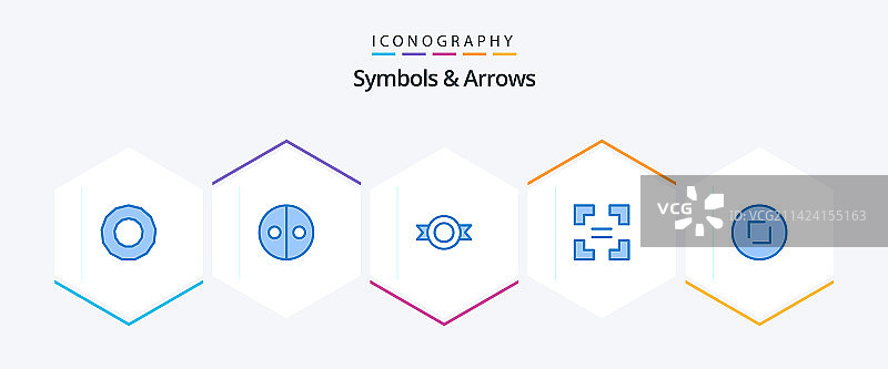 包含符号和箭头的25个蓝色图标包图片素材