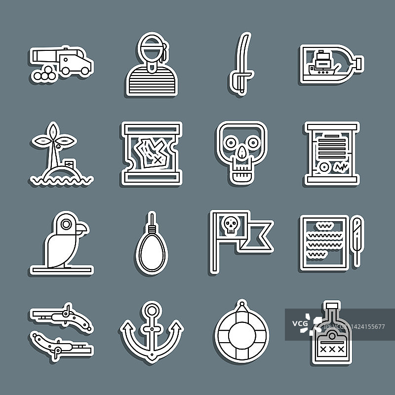 朗姆酒、酒瓶和羽毛笔元素图片素材