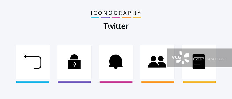 包含文本符号的Twitter标志5图标包图片素材