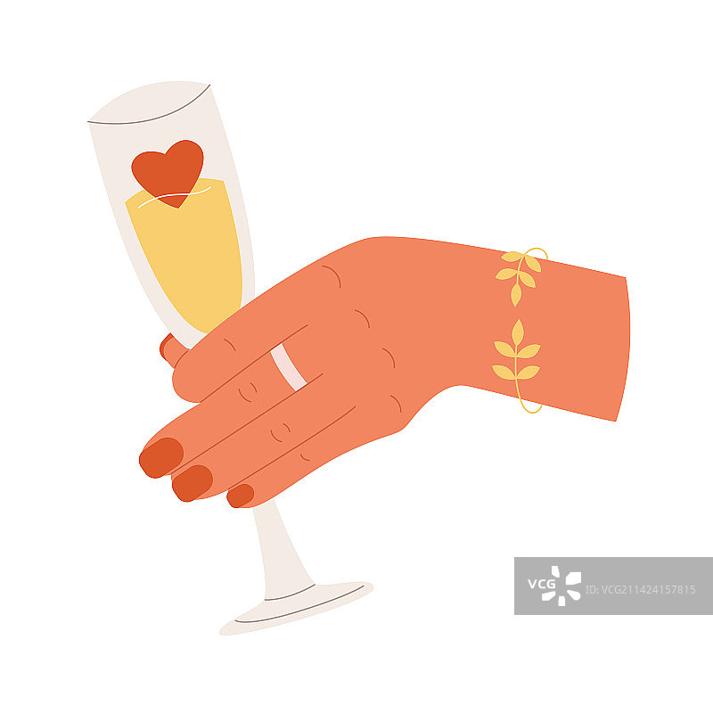 女人手拿香槟酒杯图片素材