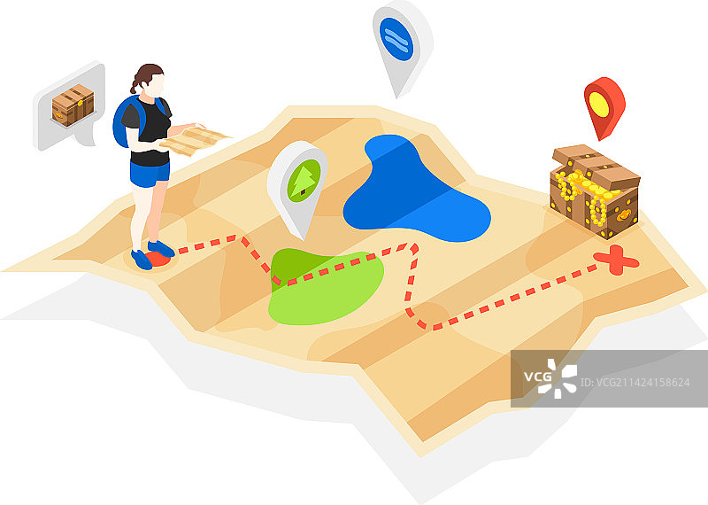 寻宝地图组合图片素材