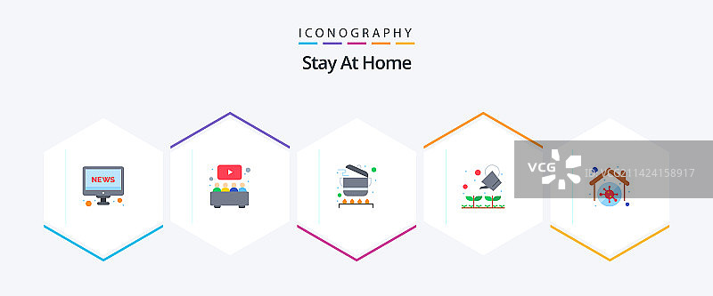 包含25个扁平图标的居家系列图片素材