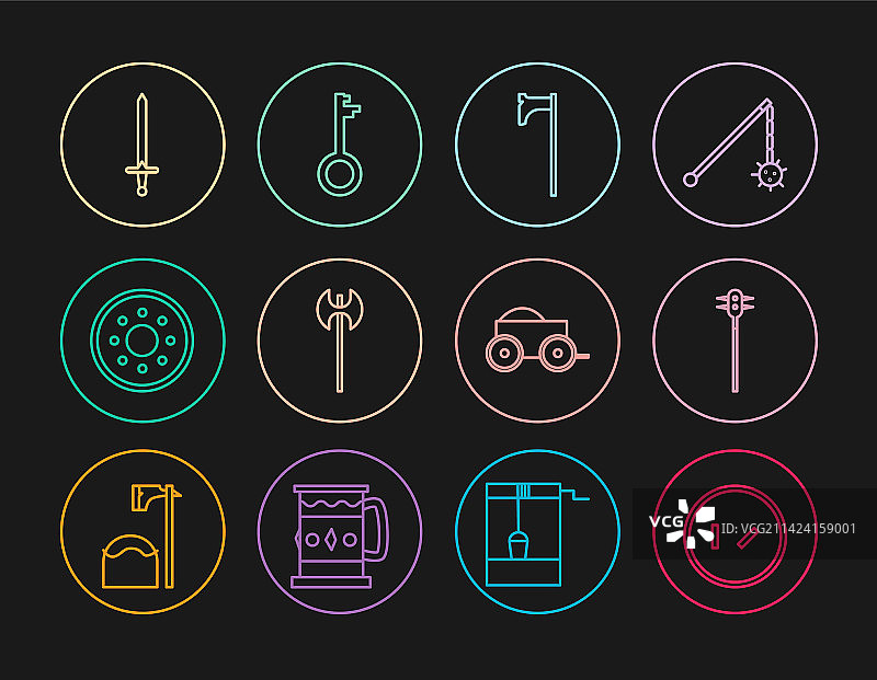 圆形木制盾牌中世纪锁链图片素材